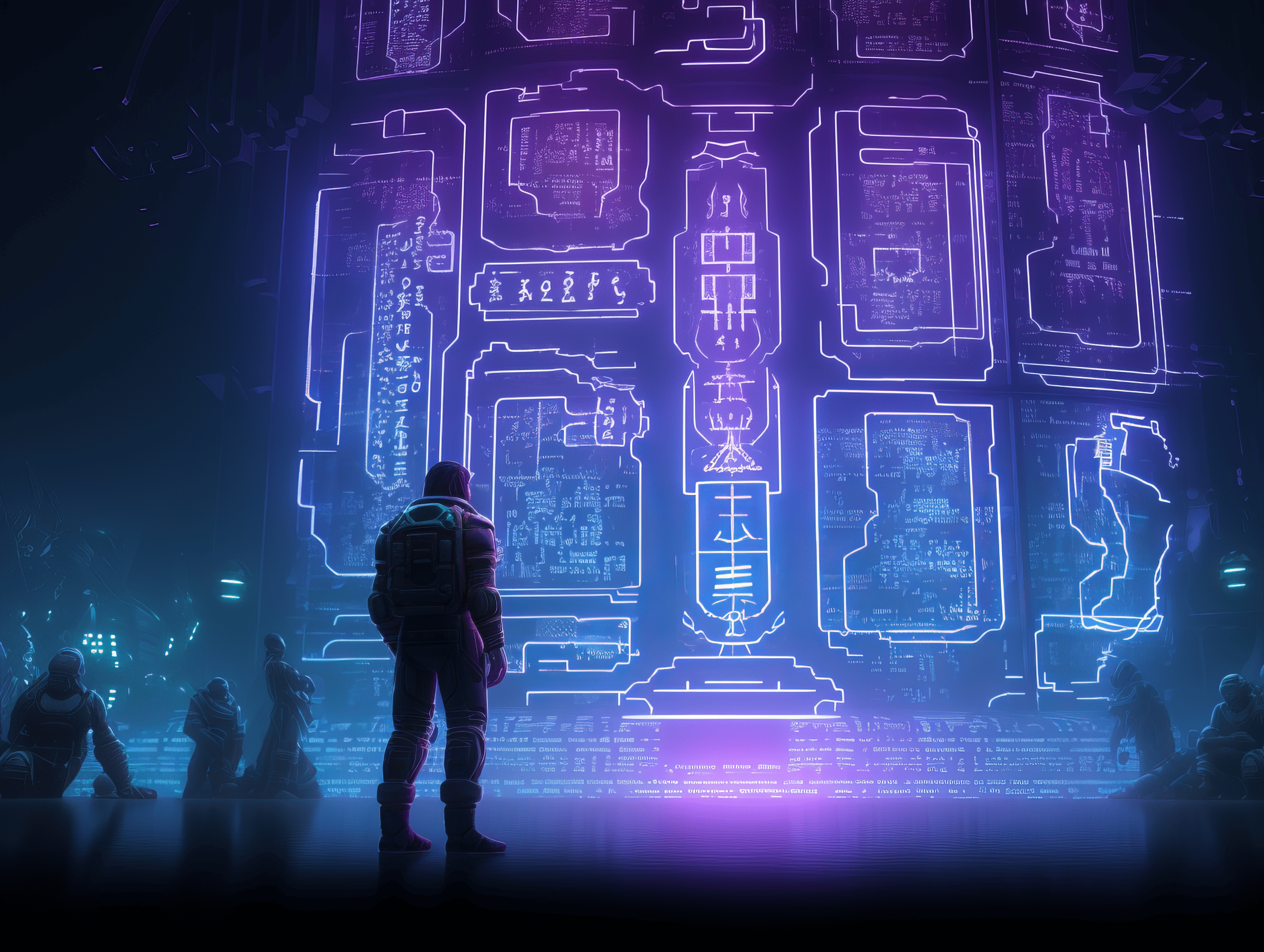 People watching a concert. Photo with a purple hue